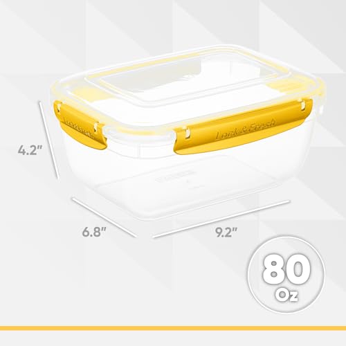 Plastic Food Storage Containers with Airtight Lids (80 oz / Yellow)