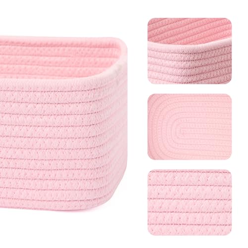 Small Storage Baskets for Organizing (3pcs-L11.5xW7.5xH4.7" / Light Pink)