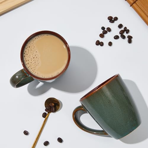 Coffee Mug 14oz (Brown Green / 4 Count (Pack of 1))