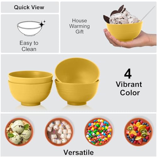 wheat straw icecream bowls 10oz set of 8 (10 oz / Yellow)