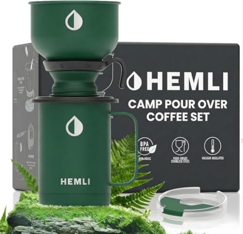 16 oz Pour Over Camping Coffee Maker Set (Forest Green)