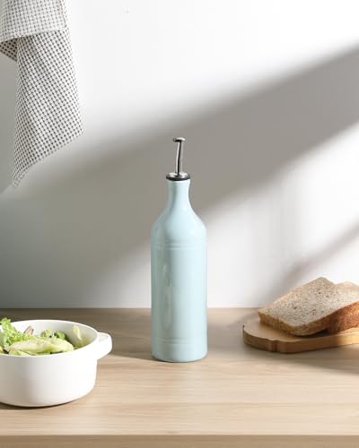 Sweejar Large Ceramic Olive Oil Dispenser Bottle (24 oz, Set of 1 / Light Blue)