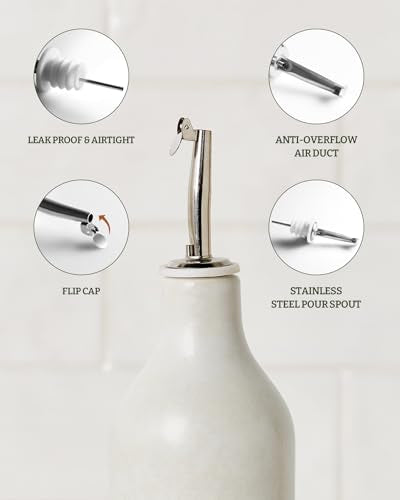 16oz Oil Dispenser Bottle (Matte Beige White and White / 2 Pieces (Milkyway))
