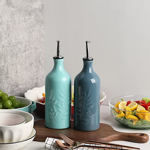Sweejar Ceramic Olive Oil Dispenser Bottle (Turquoise / 20 oz, Set of 1)