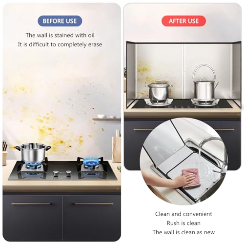 2 Pieces 2 Sided Grease Splatter Guard Foldable Splatter Guard for Stove Stainless Steel Oil Splatter Screens Backsplash for Wall Gas Range Frying Pan Camping
