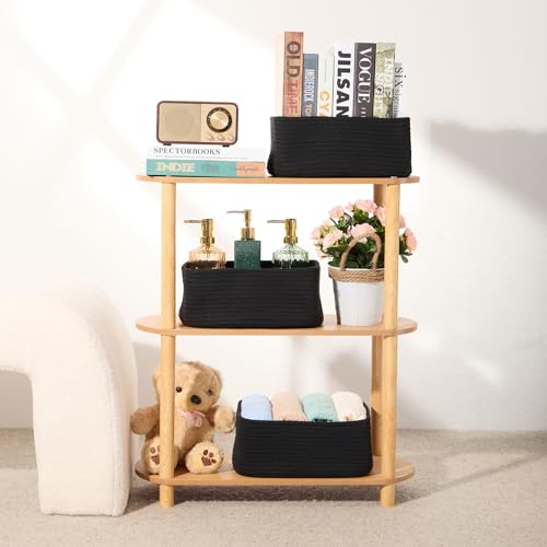 Small Storage Baskets for Organizing (3pcs-L11.5xW7.5xH4.7" / Black)