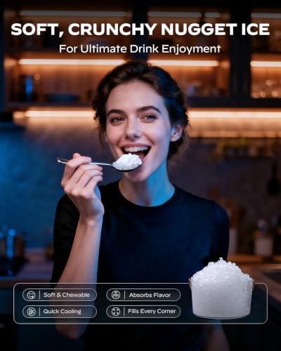 Nugget Ice Maker Countertop with APP & Voice Control (Silver Gray / 44 lbs)