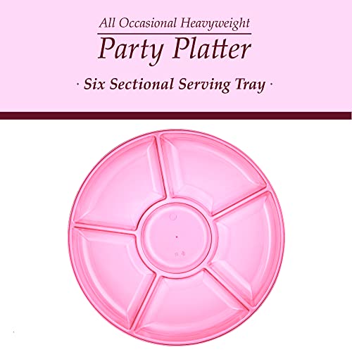 6 Sectional Round Plastic Serving Tray (Pink)