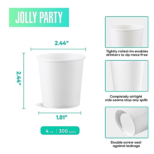 300Pack 4oz Disposable Paper Coffee Cups White Hot Coffee Cups (4oz)