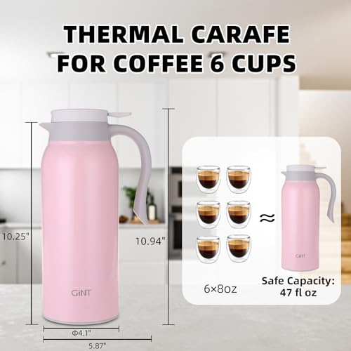51 Oz Stainless Steel Thermal Coffee Carafe (Pink / 50.7 Ounces)