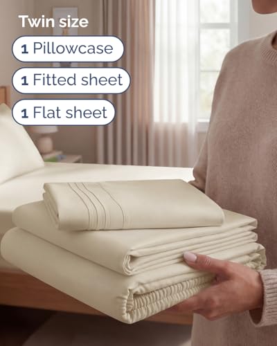 Twin Size 3 Piece Sheet Set (11 - Wheat / Twin)