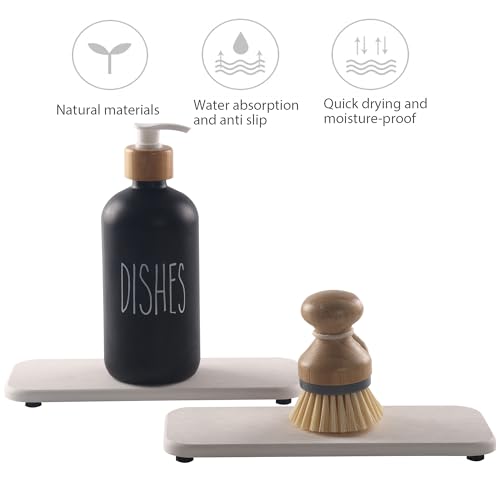 2Pcs Stone Soap Trays Water Absorbing Diatomite Coaster (White / 9.0" x 3.9")