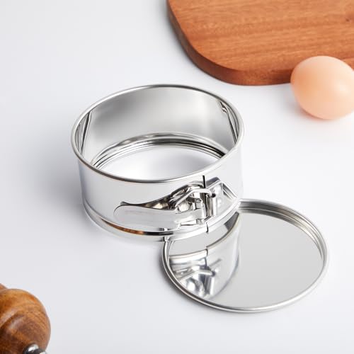 4 Pcs 4 Inch Stainless Steel Springform Pans Mini Cheesecake Pans (Light Silver / 4 Inch)