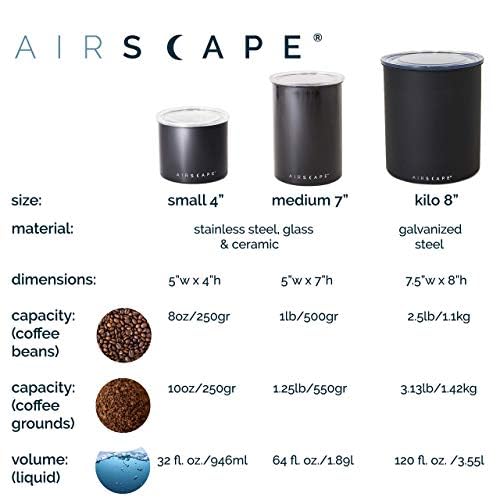 Airscape Stainless Steel Coffee Canister (Brushed Steel / Medium)