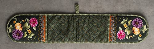 Double Oven Mitts 100% Cotton Double Oven Glove (026 - Pumpkin Garden - Dark Green / 7" x 35" (Double Oven Mitt))
