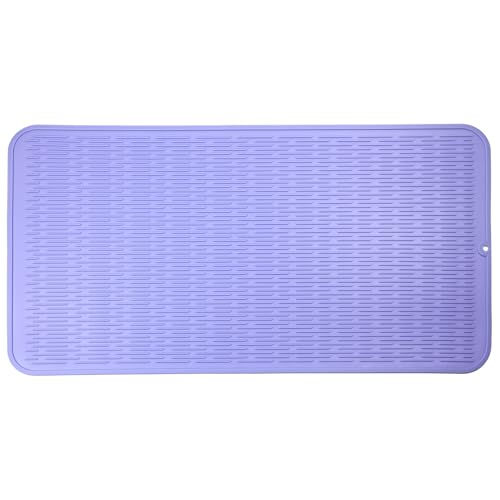Silicone Dish Drying Mat for Multiple Usage (Light Purple / 32"L x 18"W)