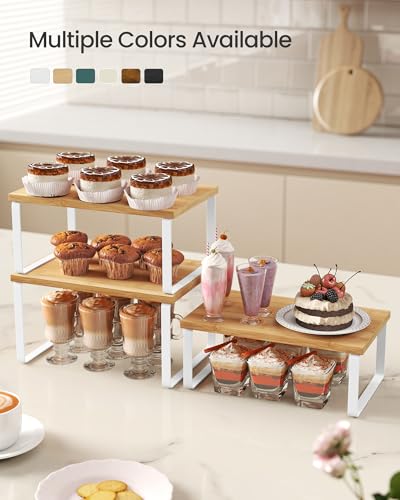Cabinet Organizer Shelf (Black + Natural / S (4.6"H) + S (5.4"H) + S (6.2"H))