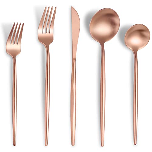 Matte Rose Gold Silverware Set for 6 (Rose Gold / 30 Pieces Set)