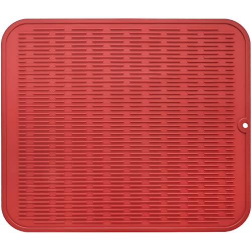 Silicone Dish Drying Mat for Multiple Usage (Red / 24"L x 18"W)