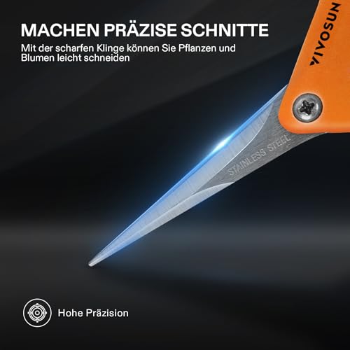 6.5 Inch Gardening Scissors Hand Pruner Pruning Shear with Straight Stainless Steel Blades Orange 1 (Orange Straight Blade / Orange)