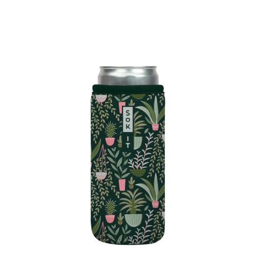 CanSok Sleeve for Beer & Soda Insulated Neoprene Cover (Green Living / 12oz Slim Can Sleeve)