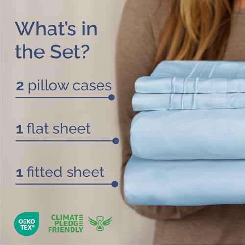 Queen Size 4 Piece Sheet Set (21 - Baby Blue / Queen)