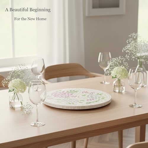 12.6” Pink Hydrangea Capiz Shell Lazy Susan (Pink Hydrangea Floral / Standard)