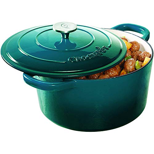 Artisan 3 Quart Round Enameled Cast Iron Dutch Oven (Teal Ombre / 3-Quart)