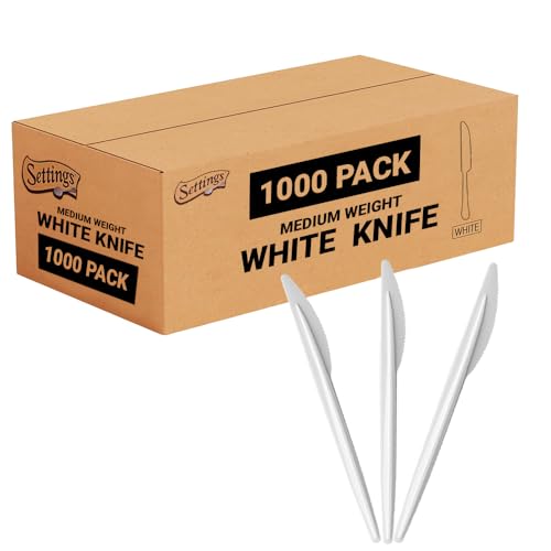 Plastic Knives White Heavy Duty Disposable Cutlery (1 Case Knives (1000))
