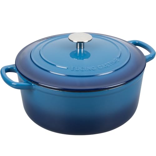 Enameled Cast Iron Dutch Oven Pot With Lid for Cooking (Lake Blue / 5.5QT)