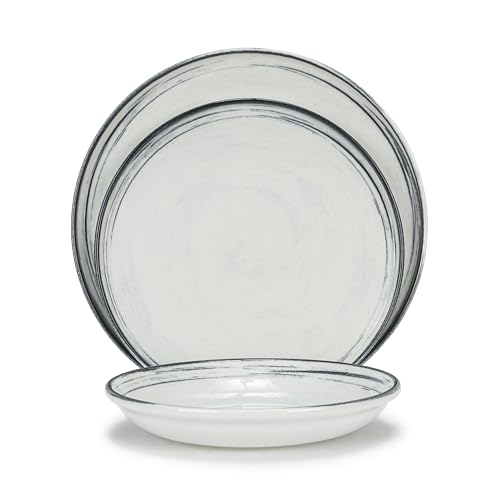 12 Pc Dinnerware Set (Off-White and Navy / 12-piece set)