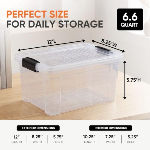 6.6 Quart Clear Plastic Storage Boxes with Lids (6.6 Quart)