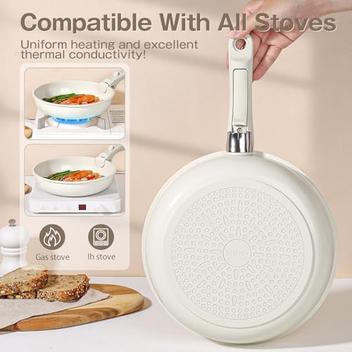 Ceramic Pots and Pans Set Non Stick (White / 7PCS 04)