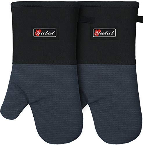 Oven Gloves Oven Mitts Heat Resistant 550 Degrees (2PCS‑14"L x 7.5"W/BLUE‑Aramid Fabric)