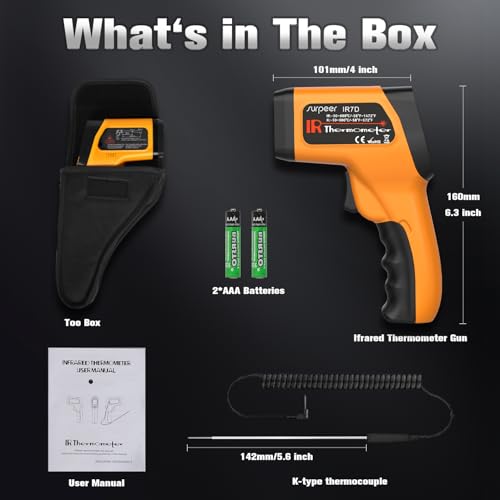 Infrared Thermometer Temperature Gun 1472°F (-58°F to 1472°F)