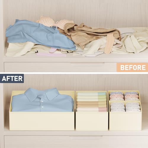 Drawer Organizer Clothes Storage (Beige / 24 Pack)
