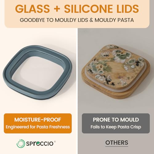 Glass Storage Jars with Lids (Square Gray 3 Pcs)