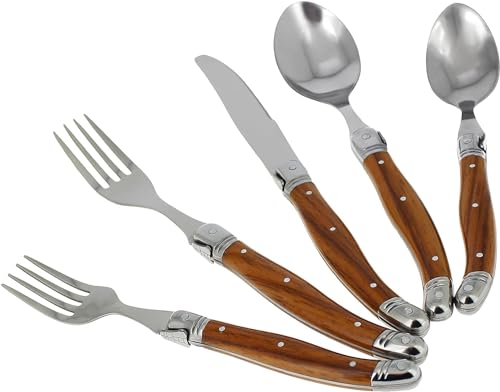Laguiole 20 Piece Stainless Steel Flatware Set (Wood Grain)