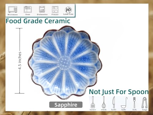 Ceramic Spoon Rest for Stove Top (Cracks Deco, Sapphire)