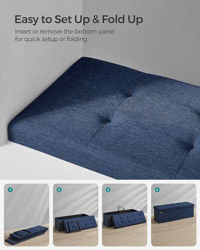 43.3 Inches Storage Ottoman (Midnight Blue / 15"D x 43"W x 15"H (with Flipping Lid))