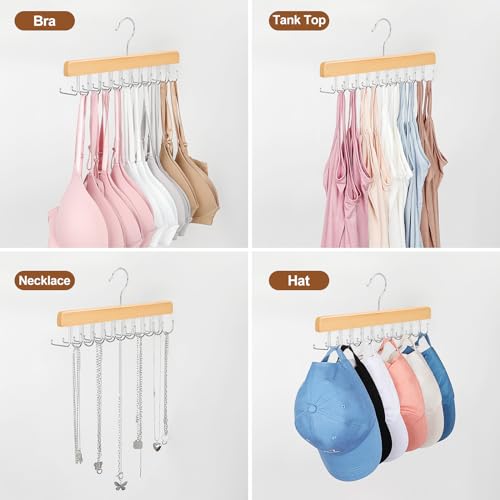 2 Pack 2 in 1 Belt Tie Hanger for Closet Max 60 Belts with 60 Ties Capacity (Natural-2 Pack)