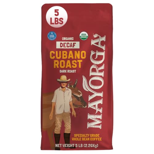 Decaf Dark Roast 5lb Bag Cafe Swiss Water Decaffeinated Cubano Roast 100% Arabica Whole Coffee Beans (80 Ounce (Pack of 1))