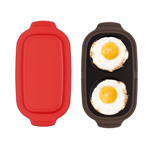 Microwave Egg Cooker & Poacher Maker for 2 Eggs (Red)