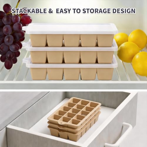 Silicone Ice Cube Tray 2 Pack (Ice Cube Tray 2 Pack / Kahki+Kahki)