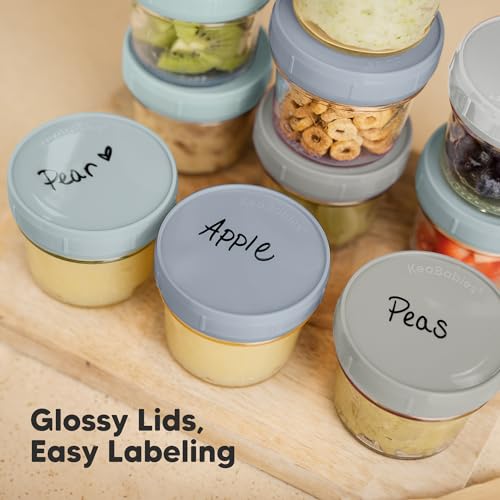 6pk 4oz Glass Baby Food Containers with Lids (6-pk 4 Ounce / Slate)