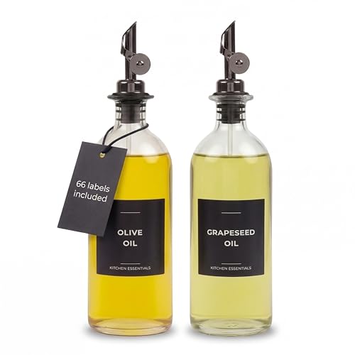 Large Oil Dispenser for Kitchen (16.9 fl oz (2-Pack) / Black)