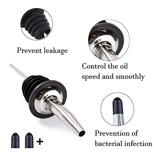 Olive Oil Pour Spout Stainless Steel Bottle Spout for Pours Liquor Vinegar Syrup or Oils with Stainless Steel Funnels (2pc + funnels)