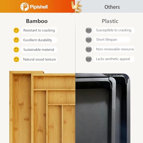 Bamboo Expandable Silverware Drawer Organizer