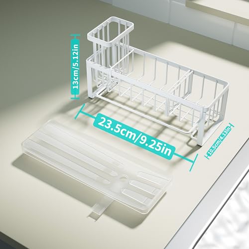 Sponge Holder for Kitchen Sink (White / with Dishcloth Holder)
