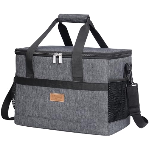Cooler Bag 30 Cans Collapsible and Insulated Large Lunch Bag Leakproof Soft Cooler Portable for Camping (30-Can(20L) / Dark Gray)